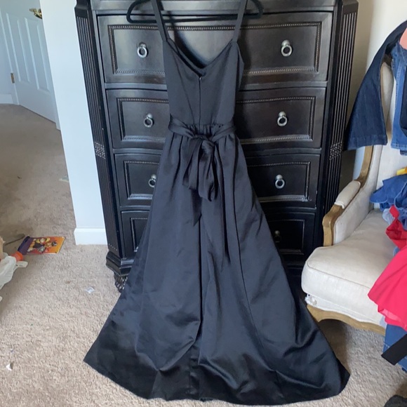 En Francais by Huey Waltzer Formal Black Satin Dress  Size 12 - Picture 6 of 7